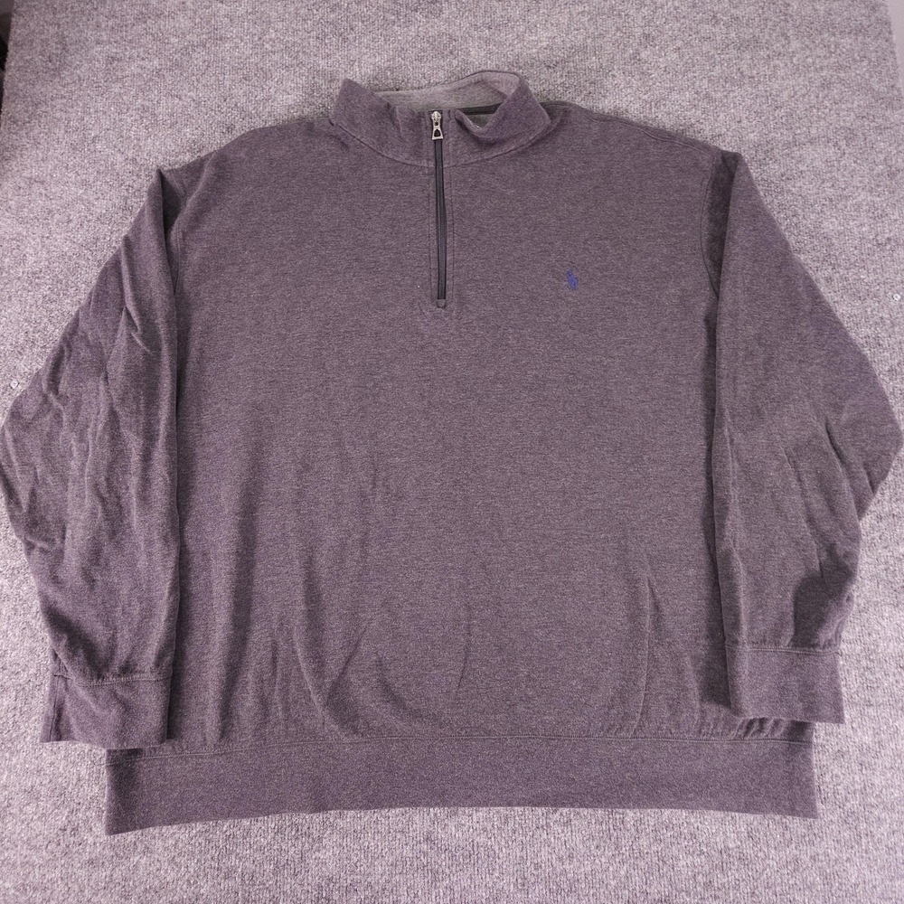 Polo Ralph Lauren Sweater Mens 3XB Gray Quarter Zip Mock Neck Pony Logo Pullover